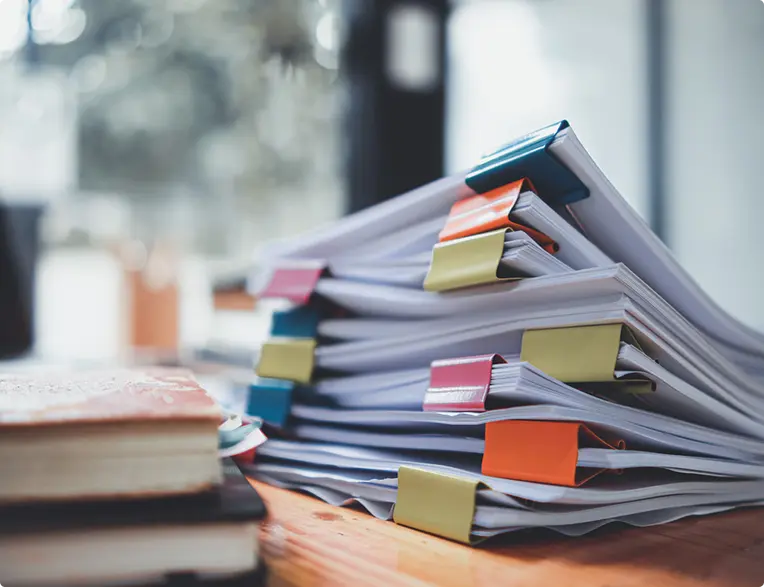 Stacked folders with binder clips
